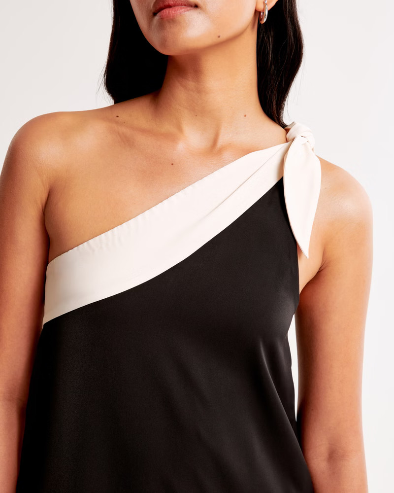 One-Shoulder Scarf Midi Dress | Abercrombie & Fitch (US)