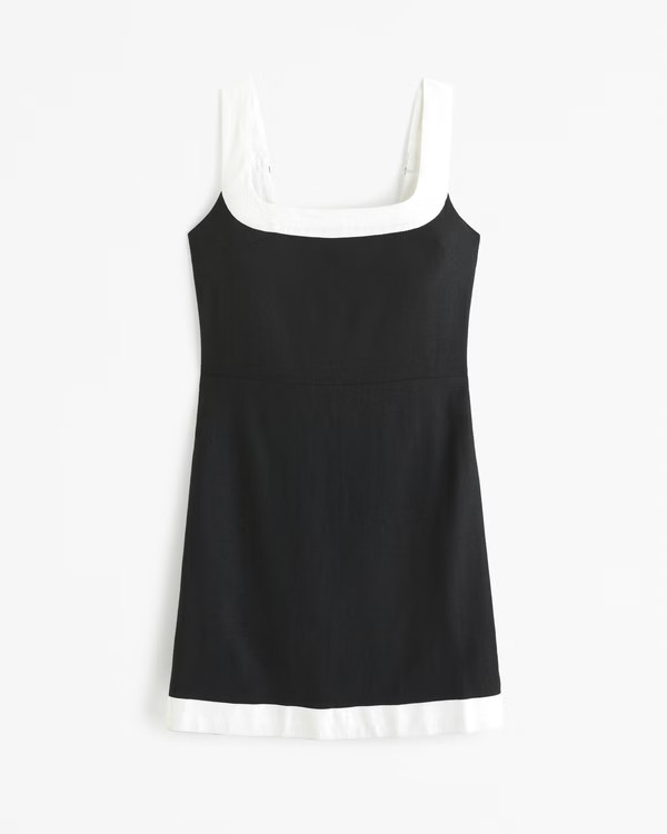 Linen-Blend Wide Strap Mini Dress | Abercrombie & Fitch (US)