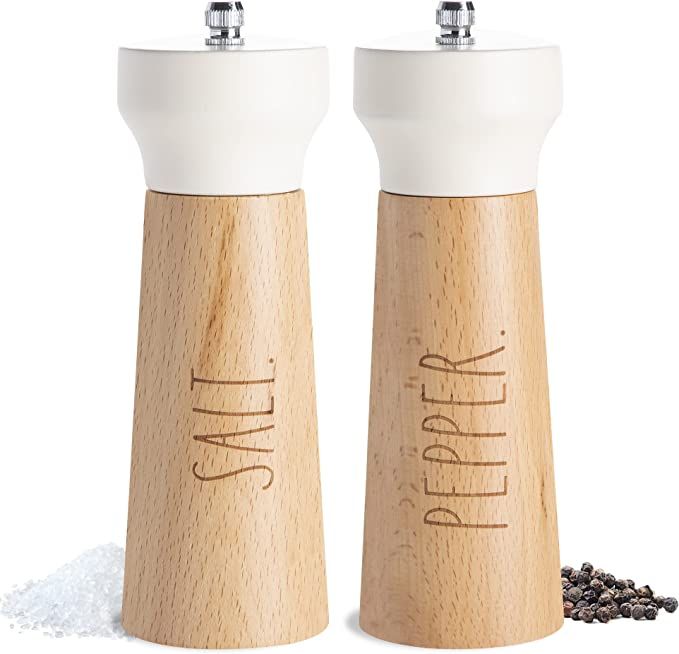 Rae Dunn Salt and Pepper Grinder Set of 2 - Bamboo Sea Salt Pepper Grinder - Classy Salt and Pepp... | Amazon (US)