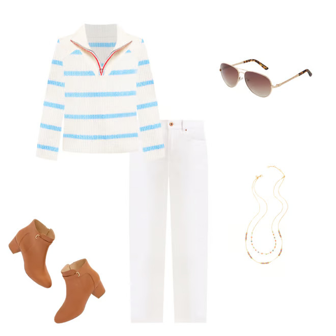 Bouclé Half-Zip Pullover - Breton Stripe | Talbots