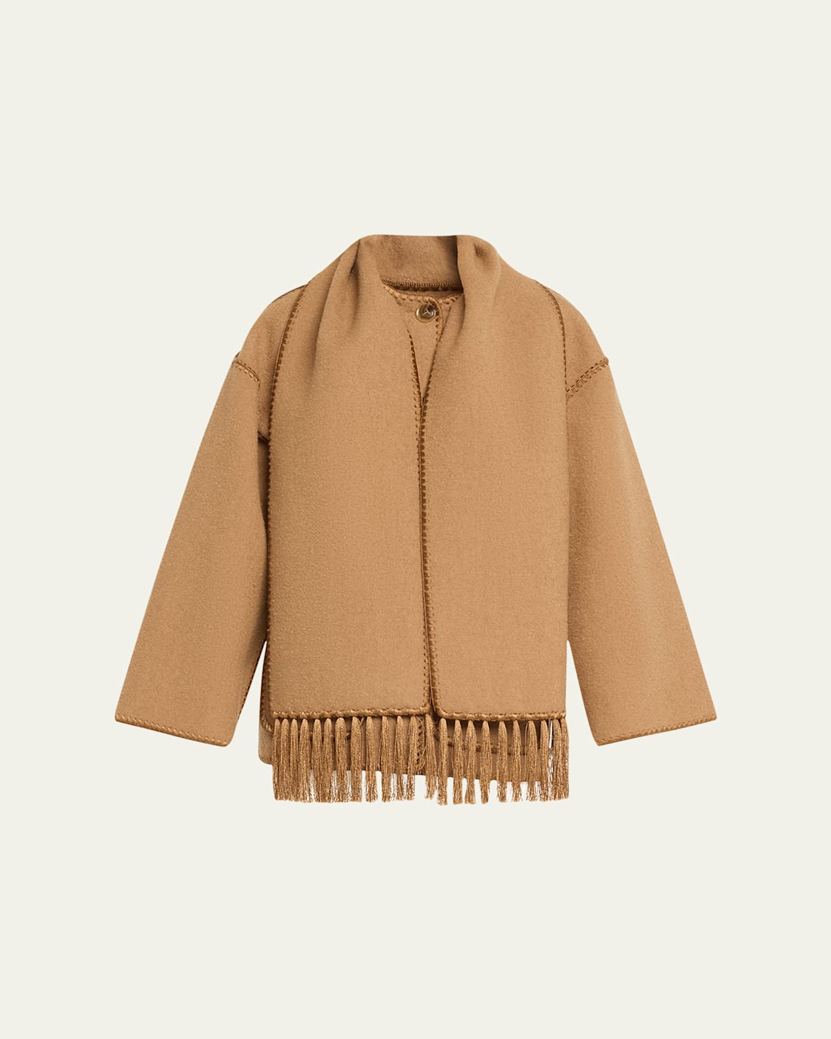 Fringe Embroidered Scarf Wool Jacket | Bergdorf Goodman