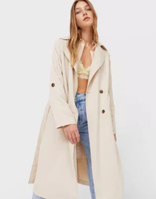 Stradivarius trench coat in light stone | ASOS (Global)