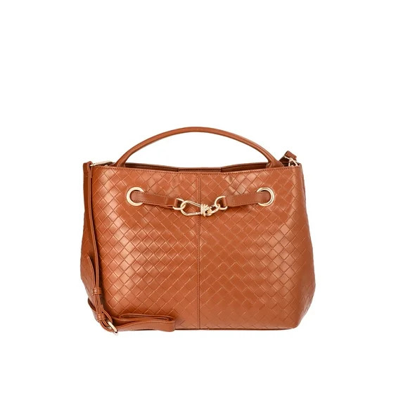 Time and Tru Women's Hazel Satchel Bag Handbag, Cognac Brown | Walmart (US)