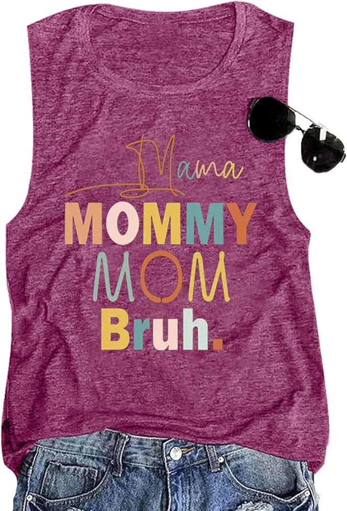 IEUGOH Women Mama Mommy Mom Bruh Tank Tops Cute Mom Graphic Funny Colorful Letter Print Sleeveles... | Amazon (US)