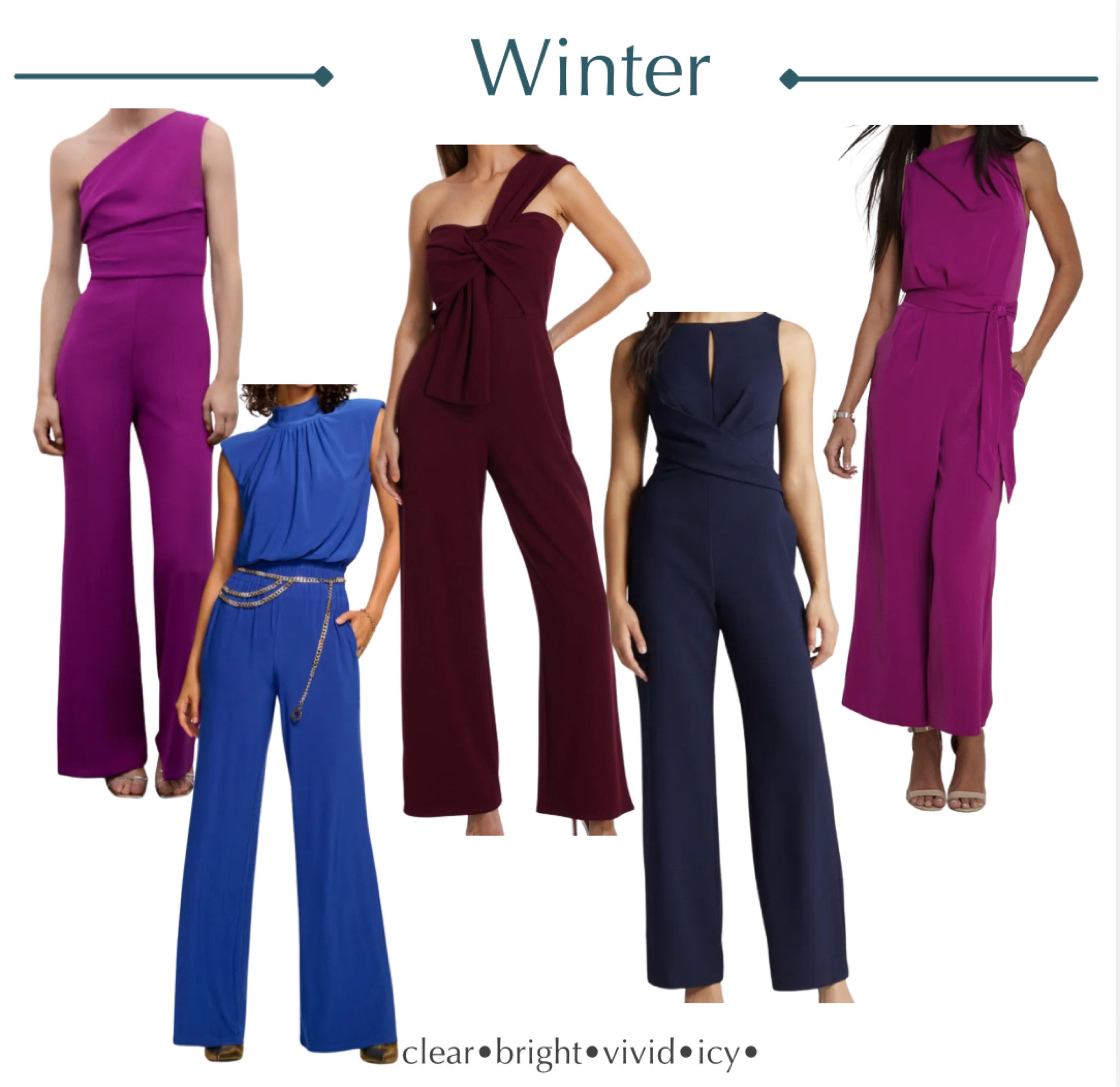 House of colour winter jumpsuits 
Winter colors Hocwinter 
Holiday ideas 

#LTKStyleTip #LTKWorkwear