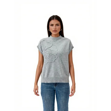 PRETTY GARDEN Women's Flower Mockneck Sweater, Sizes S-XXL | Walmart (US)