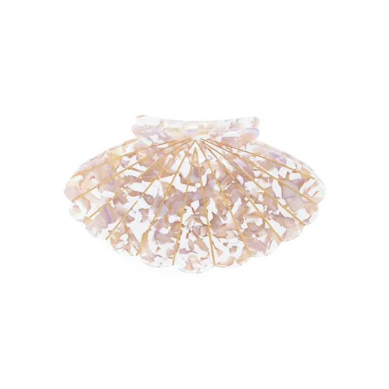 Time and Tru Women’s Large Acrylic Seashell Hair Claw Clip, Tan | Walmart (US)