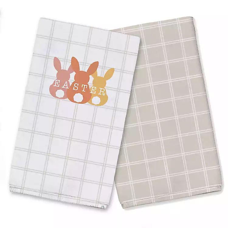 Easter Bunny Grid Check Hand Towels, Set of 2 | Kirkland's Home