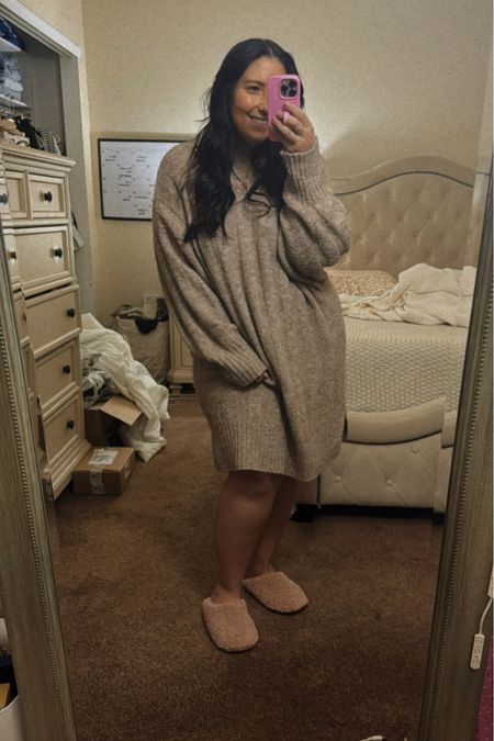 sweater dress + slippers 
size L

#LTKstyletip #LTKmidsize #LTKSeasonal