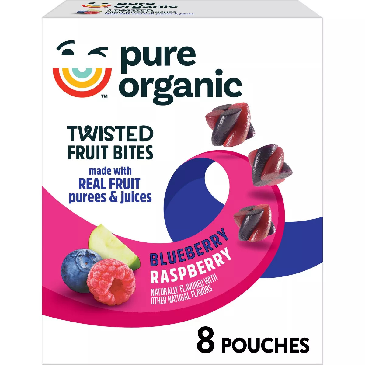 Pure Organic Twisted Fruit Snacks Blueberry Raspberry - 5.6oz/8ct | Target