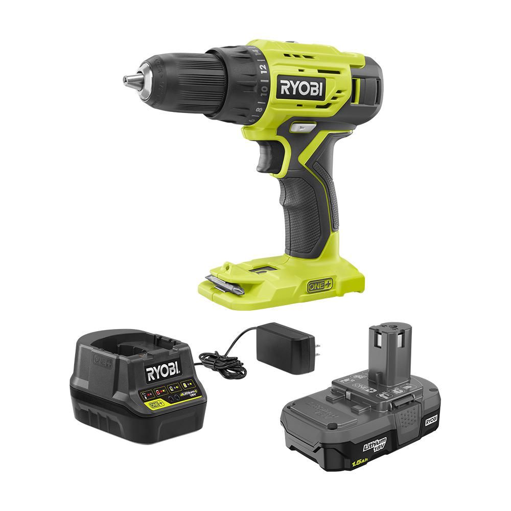 RYOBI 18-Volt ONE+ Lithium-Ion Cordless 1/2 in. Drill/Driver Kit with (1) 1.5 Ah Battery and 18-V... | The Home Depot