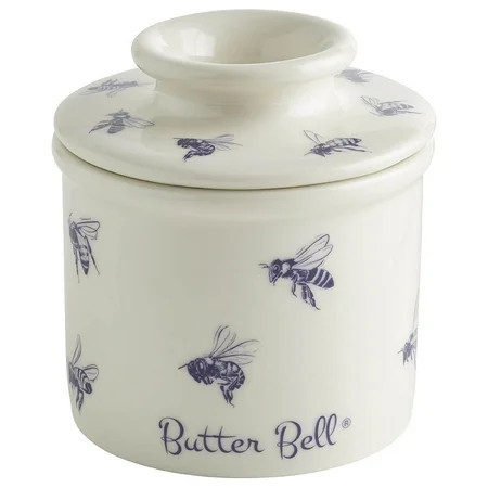 Butter Bell® Crock – Farmhouse Honey Bee Pattern Ceramic Butter Holder with Lid, Keeper for Spreadable Butter | Walmart (US)