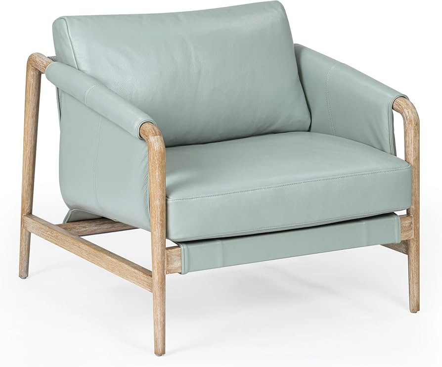 Tov Furniture Chakka Blue Genuine Leather Accent Chair | Amazon (US)