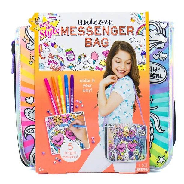 Just My Style Unicorn Messenger Bag, Markers and Gemstones, 6+ - Walmart.com | Walmart (US)