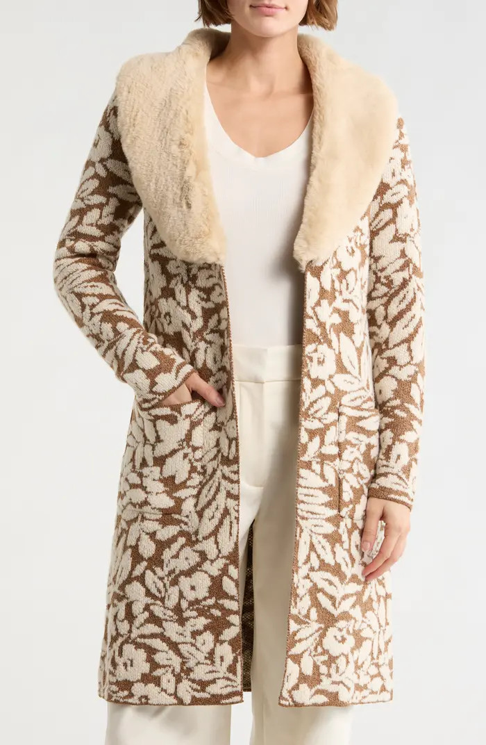 DR2 by Daniel Rainn Faux Fur Collar Sweater Coatigan | Nordstromrack | Nordstrom Rack