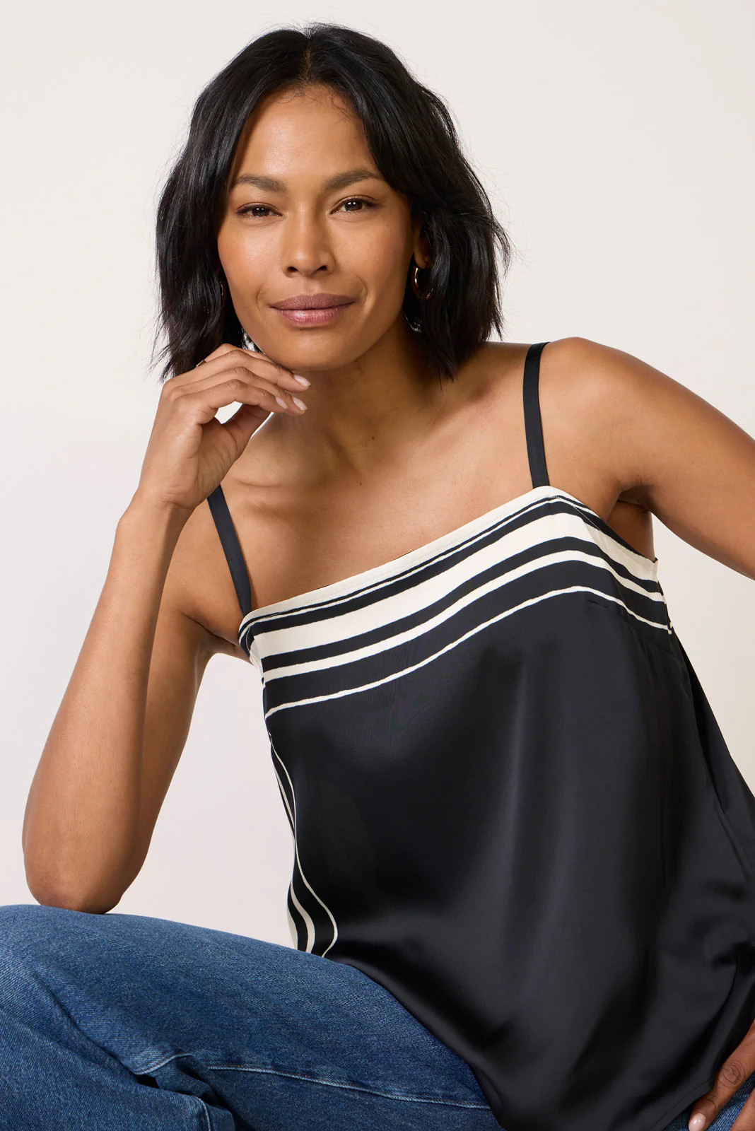 Sara Stripe Satin Tank | Evereve