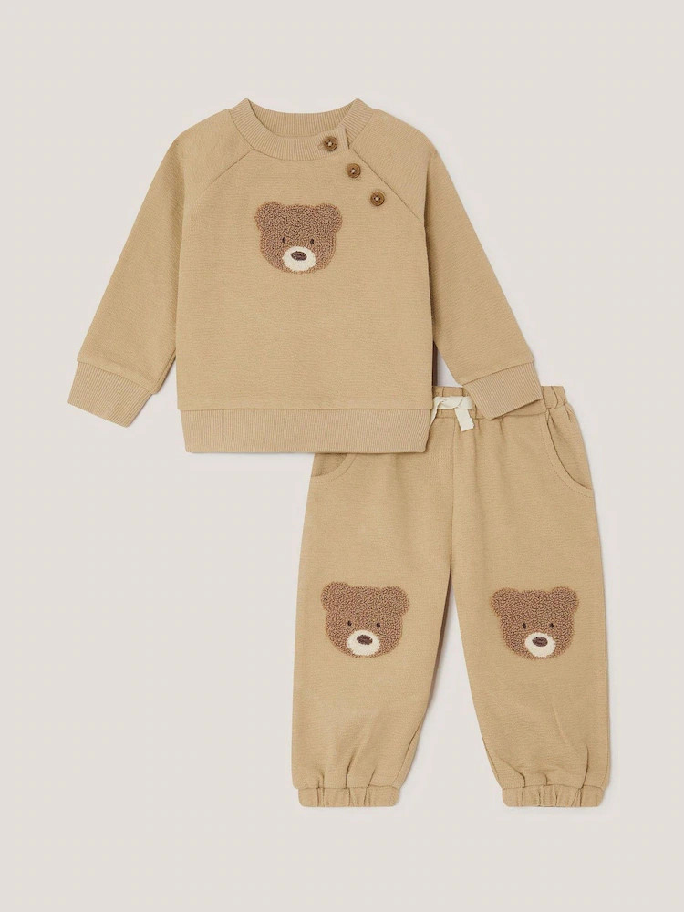 Monsoon Brown Benny Bear Sweatshirt & Joggers Set | Next US