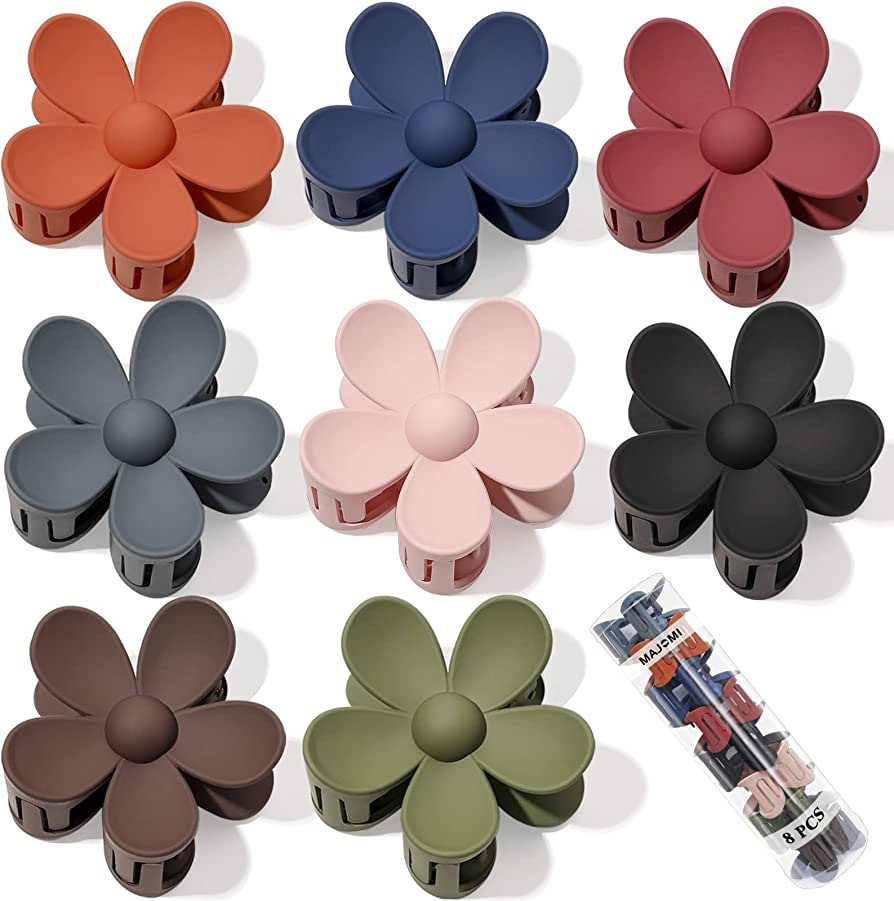 Hair Claw Clips Flower Hair Clips 8PCS Cute Hair Clip Daisy Hair Clips Big Claw Clip Strong Hold ... | Amazon (US)