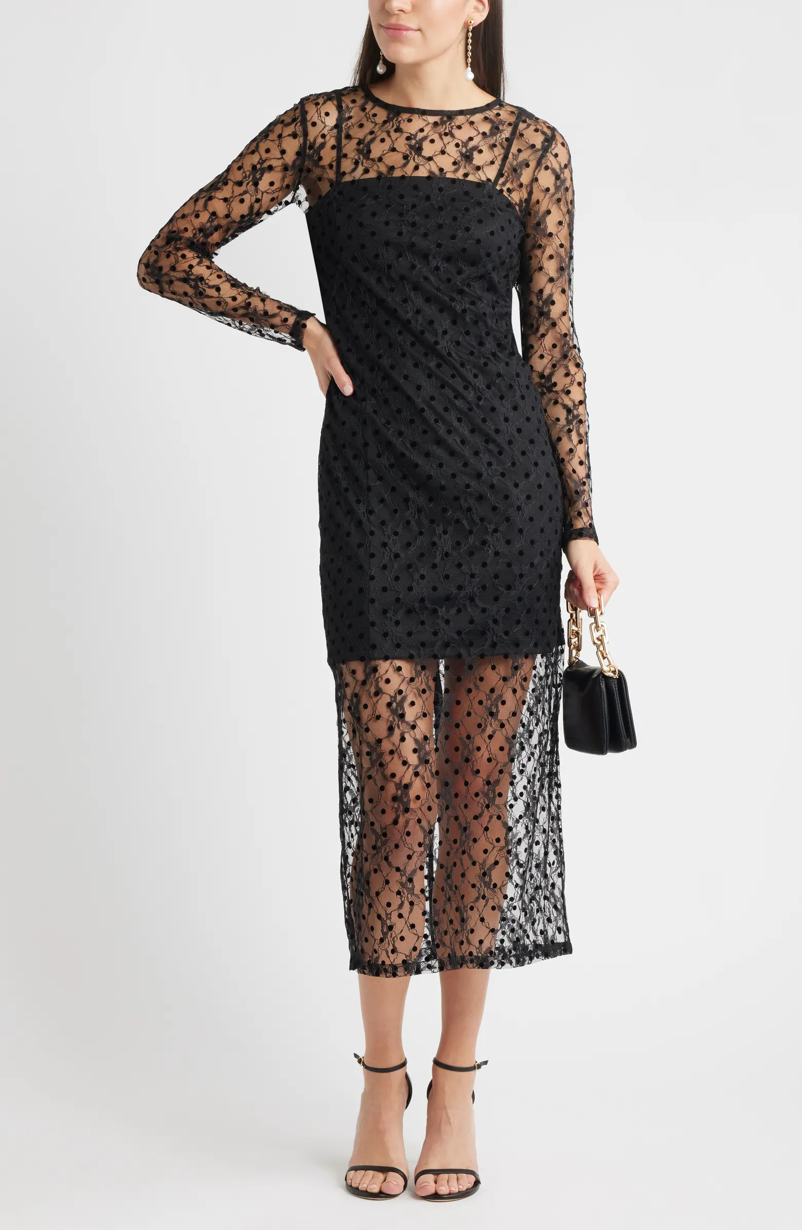 Chelsea28 Lace Illusion Midi Dress | Nordstrom | Nordstrom
