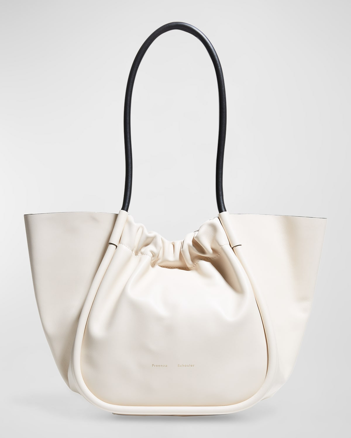 Large Ruched Smooth Leather Tote Bag | Neiman Marcus