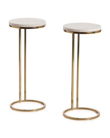 24in Metal And Marble Drink Table Set | TJ Maxx