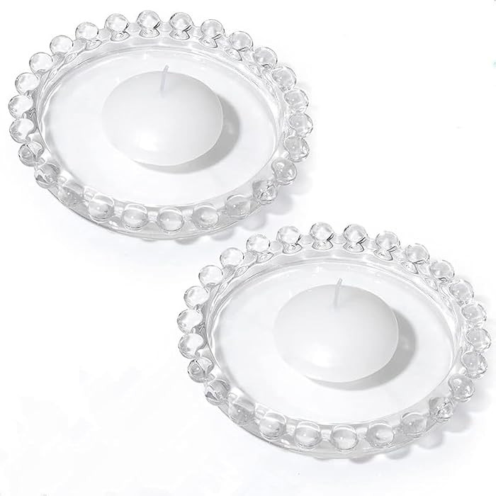 2pcs Glass Candle Plates Clear Pillar Candle Holder Plates,Transparent Round Candle Plate for Pil... | Amazon (US)