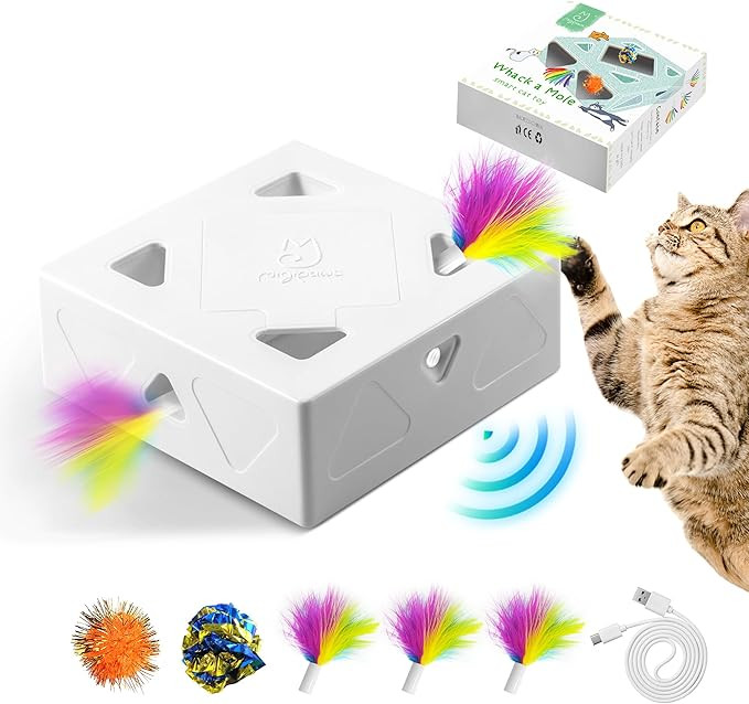 Migipaws Cat Toys, Interactive Automatic 7 Holes Mice Whack-A-Mole, Ultra Fun Smart Teaser Toy fo... | Amazon (US)