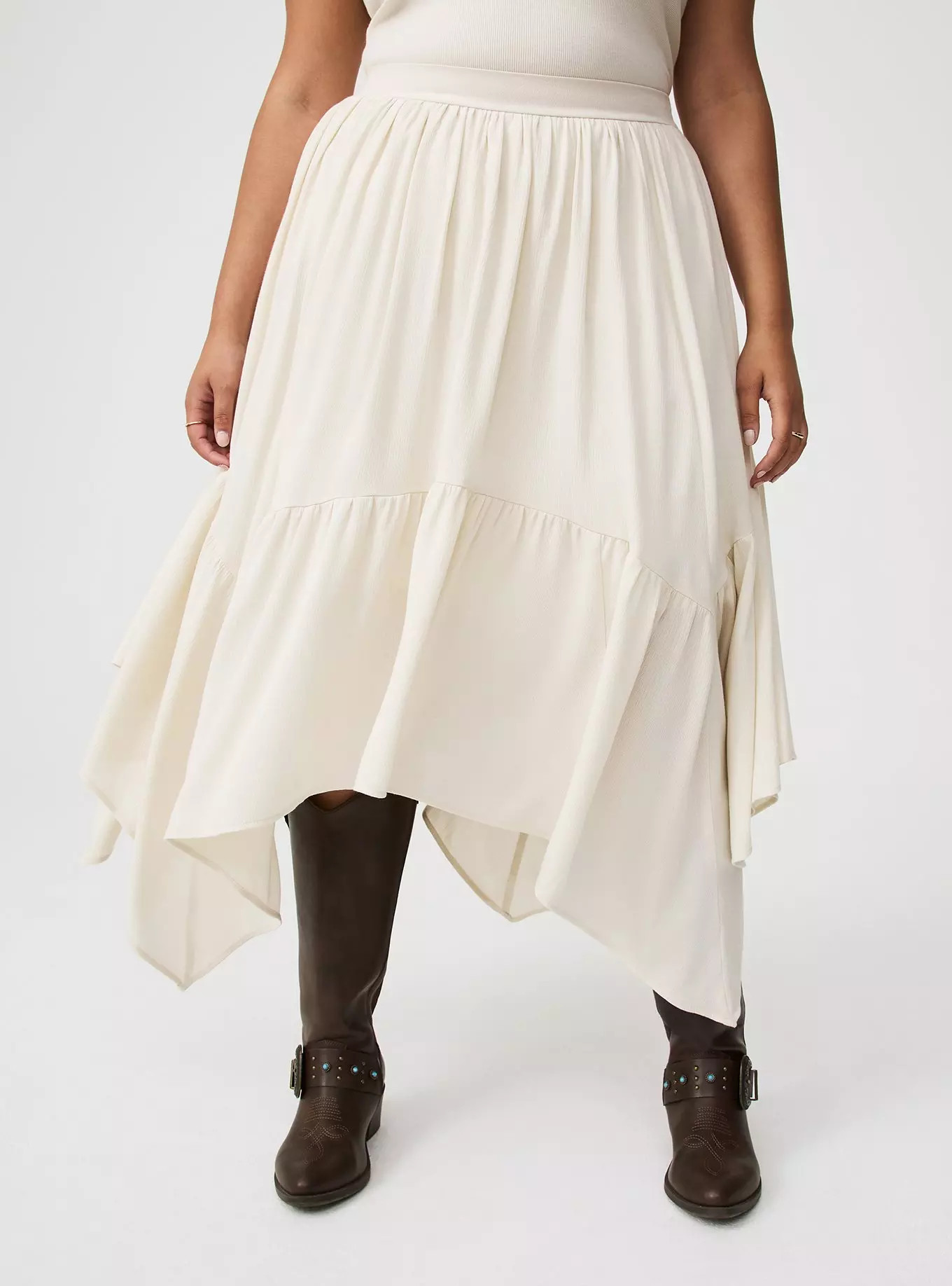 Tiered Hanky Hem Maxi Skirt | Torrid (US & Canada)