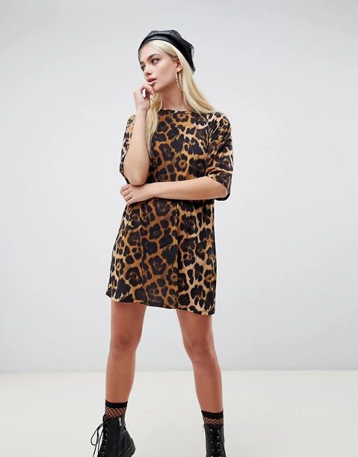 ASOS DESIGN ultimate slinky t-shirt dress in leopard print | ASOS US
