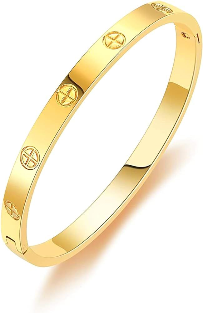 cutepul Love Bracelets Stainless Steel friendship Bracelet Cubic Zircon Filled Gold and Silver Fe... | Amazon (US)