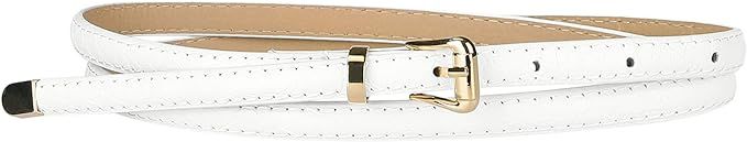 Allegra K Womens Skinny Embossed Leather Belts Alloy Pin Buckle Belt for Jeans Dresses Pants | Amazon (US)