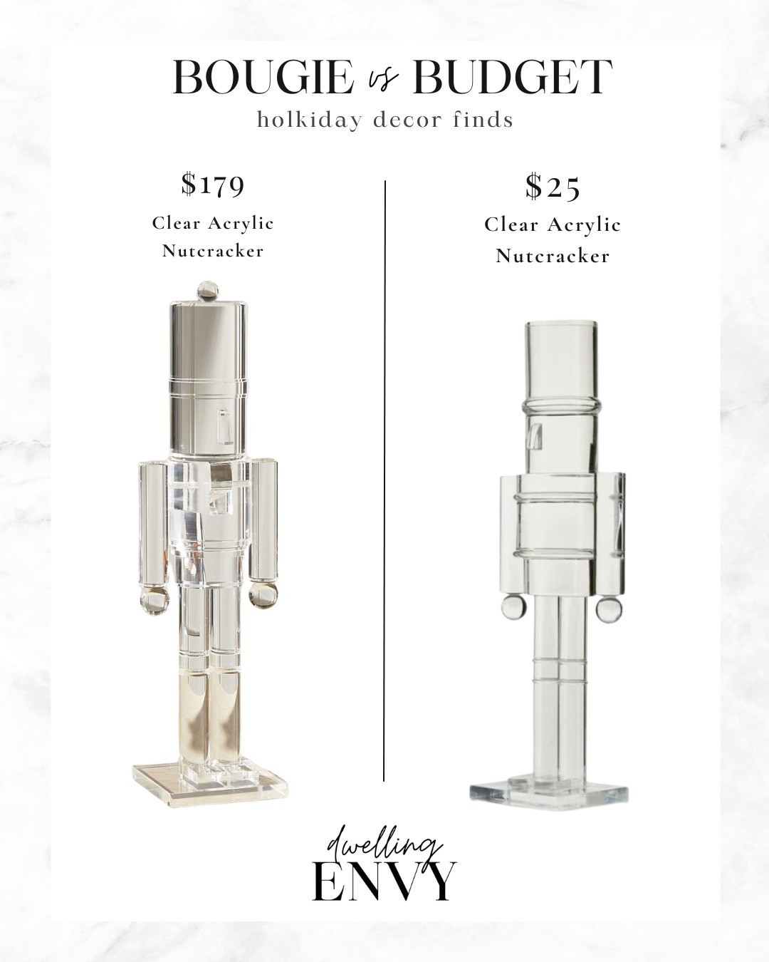 2 GORGEOUS contemporary style acrylic nutcracker at 2 different price points.  Splurge or Save without compromising style 🙌

#LTKHoliday #LTKHome #LTKFindsUnder50