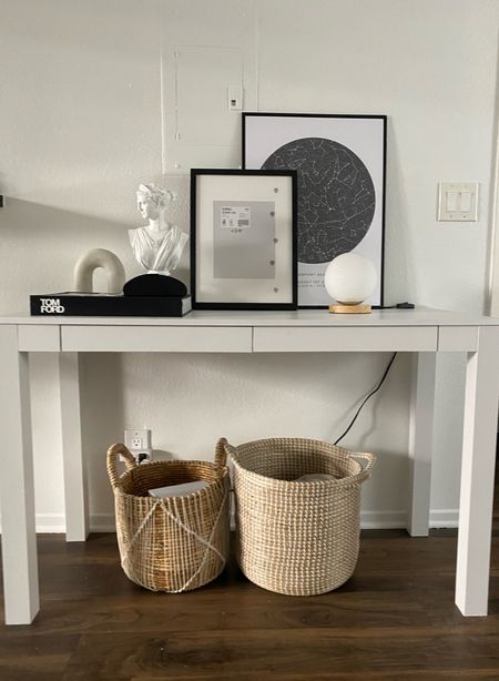 STUDIO APARTMENT CONSOLE TABLE: the map print is by Mapiful, the baskets are Home Goods. Everything else is linked for your home decor inspiration. Amazon, IKEA, and H&M home.

#LTKunder50 #LTKunder100 #LTKhome