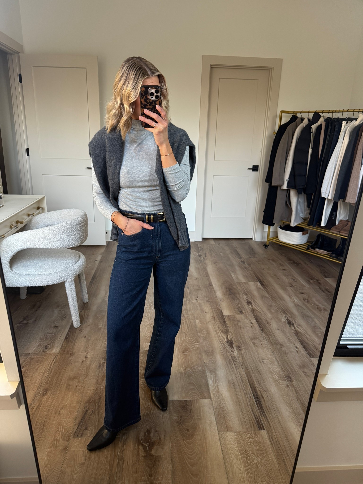 Wearing 25 jeans (code: DJXLAW20), small mockneck, small sweater, small belt, boots tts

#LTKootd #LTKOver40 #LTKgrwm