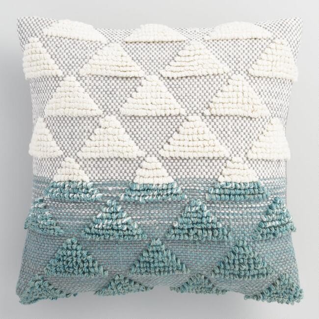 Jade Woven Triangle Indoor Outdoor Throw Pillow | World Market