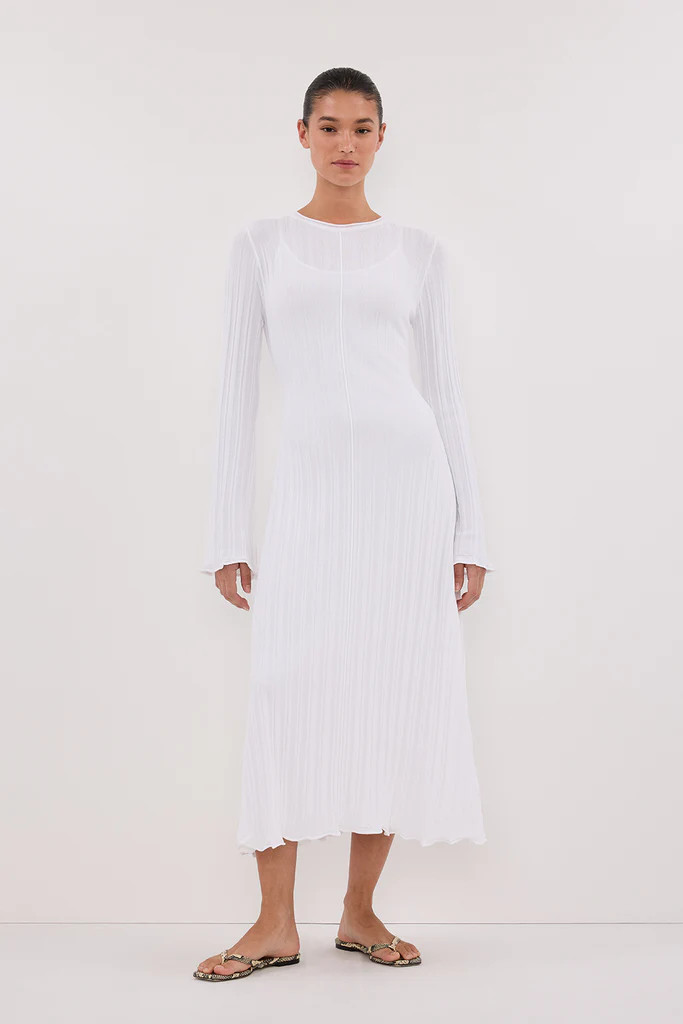 SYLVIA OFF WHITE KNIT MIDI DRESS | DISSH