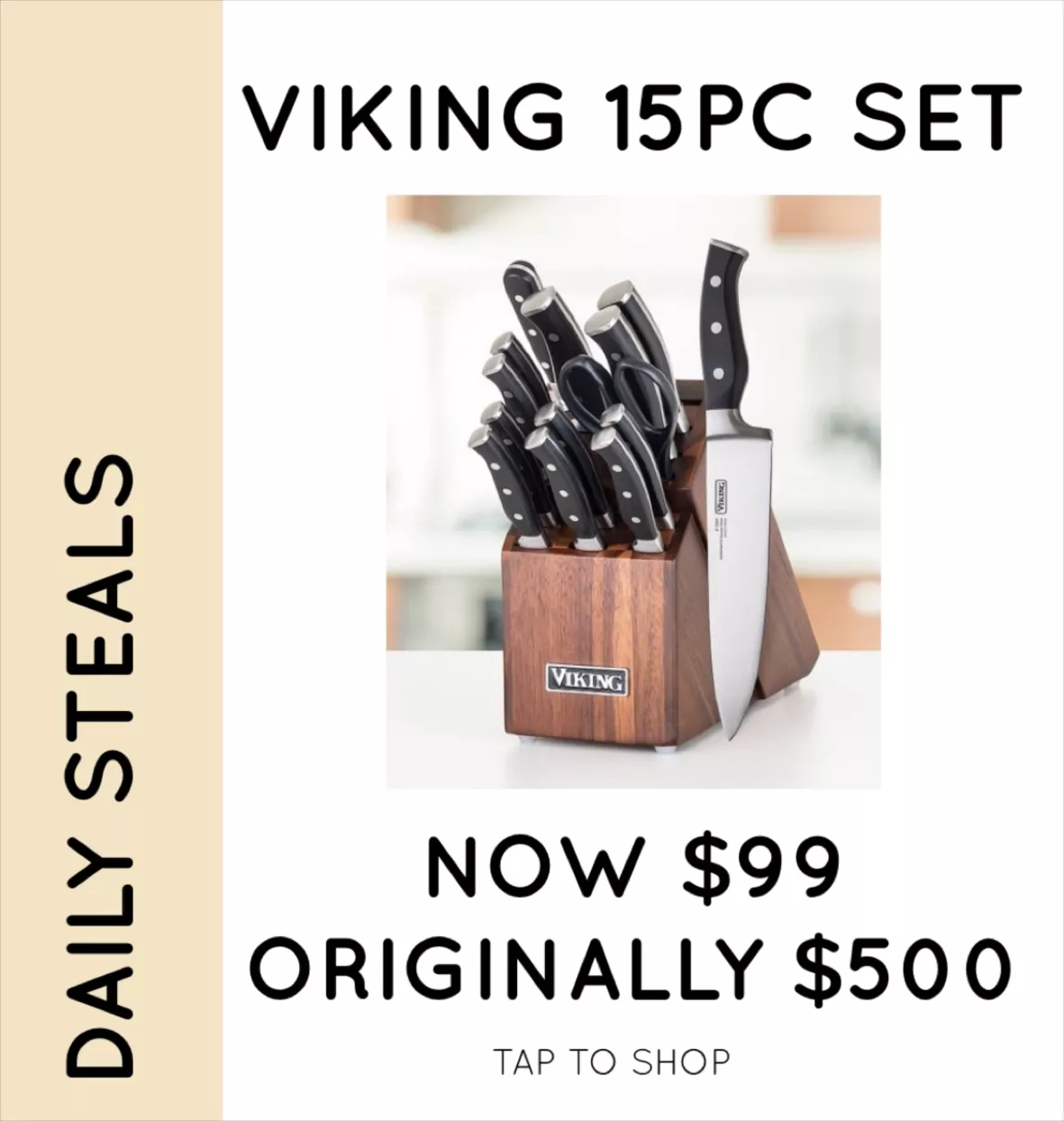 Viking 15-Piece Knife Set With Wood Block 