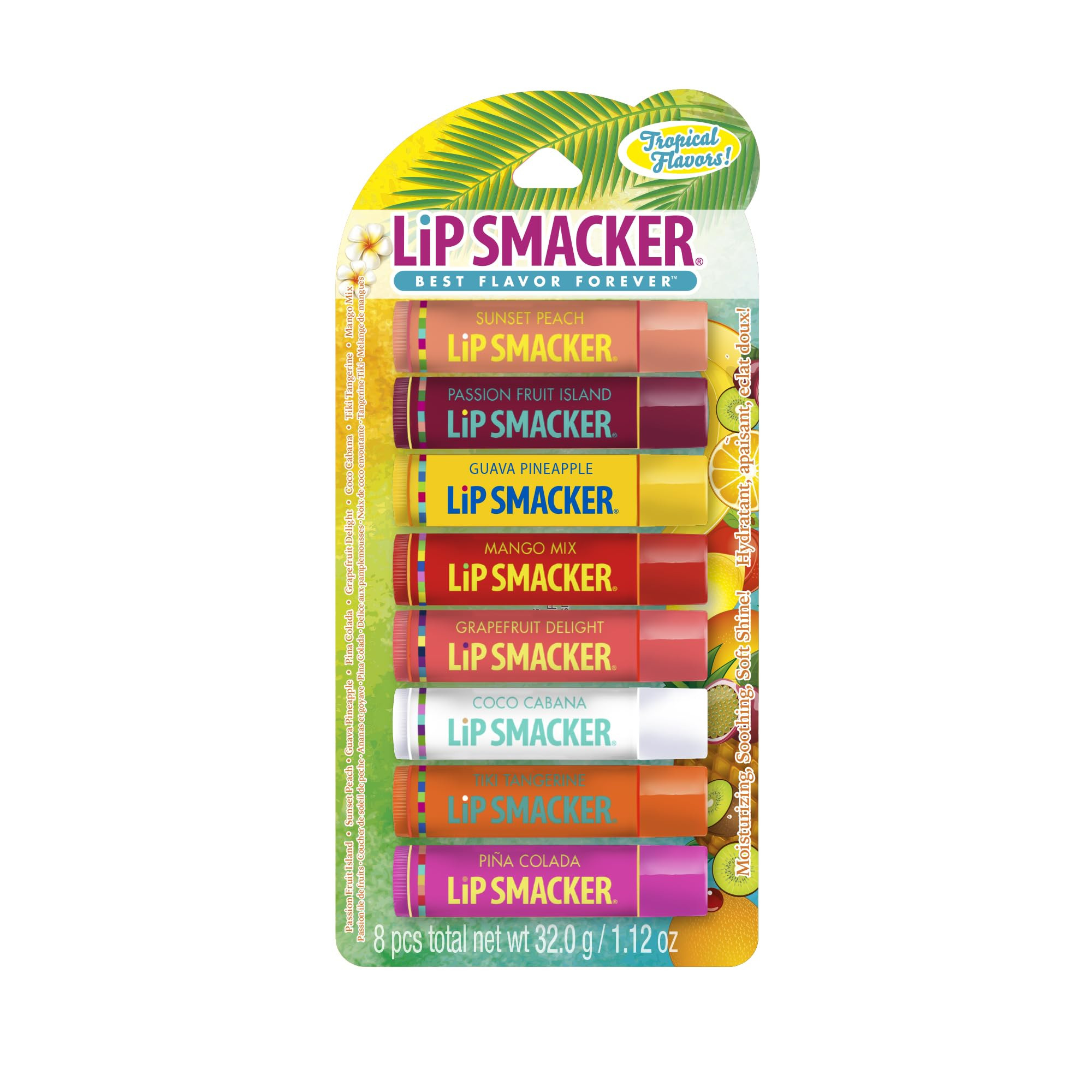 Lip Smacker Flavored Lip Balm Tropic Fever 8 Count (Pack of 1), Passion Fruit, Peach, Breezey-Tea... | Amazon (US)