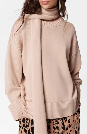 & Other Stories Scarf Detail Relaxed Wool Sweater | Nordstrom | Nordstrom