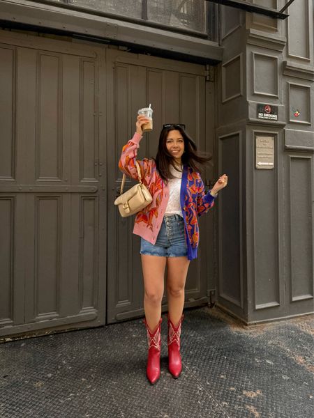 Funky cardigan and jean shorts for spring 

#LTKfindsunder100 #LTKSeasonal #LTKstyletip