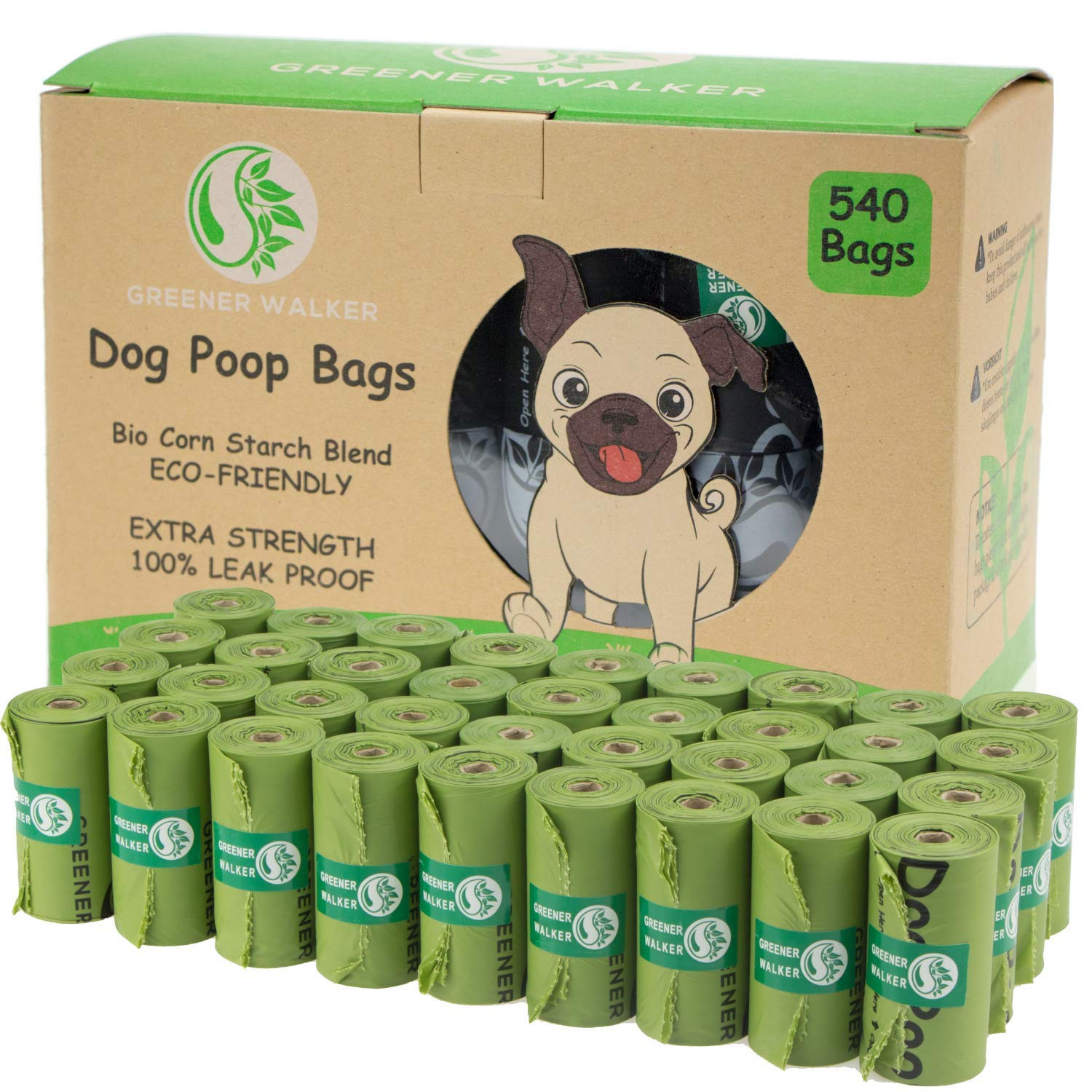 GREENER WALKER Poo Bags for Dog Waste, 540 Extra Thick Strong 100% Leak Proof Biodegradable Dog P... | Amazon (UK)