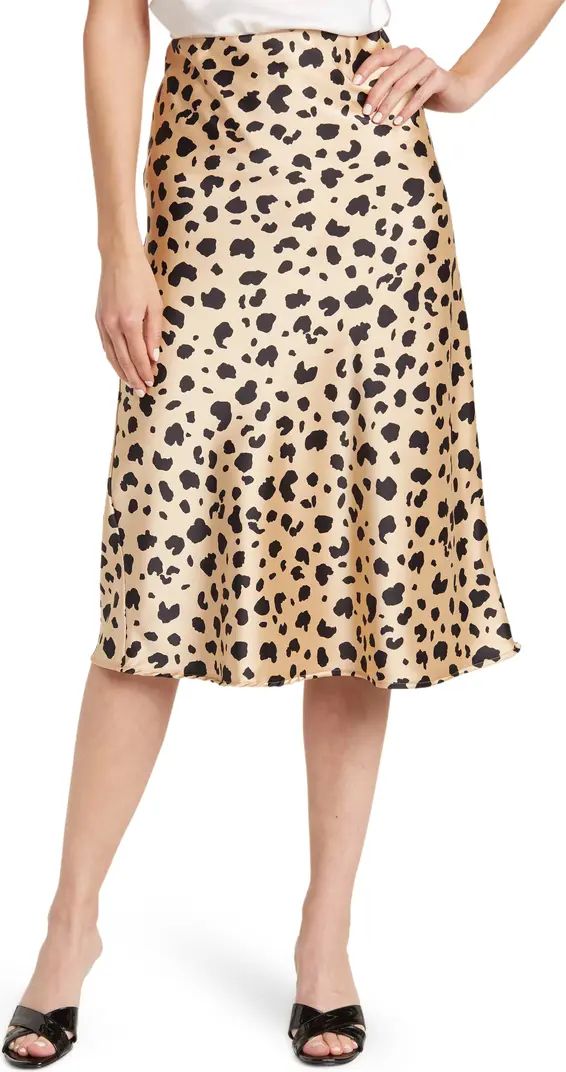 Renee C Cheetah Print Satin Midi Skirt | Nordstromrack | Nordstrom Rack