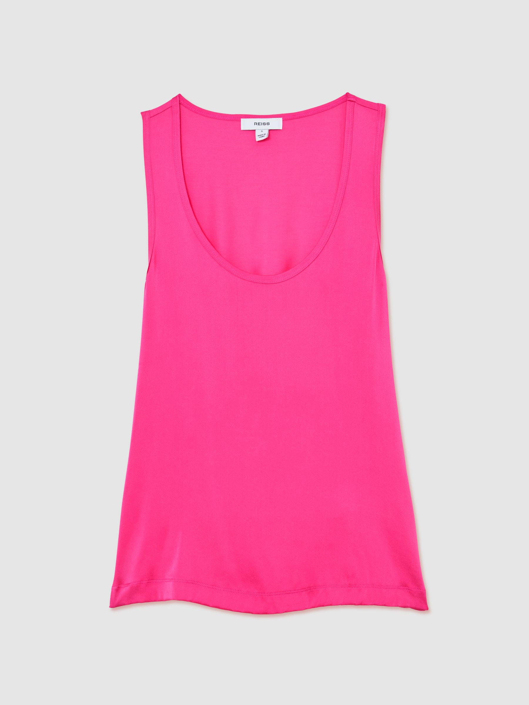 Reiss Silk-Front Cami Top in Fuchsia Pink - REISS | Reiss UK