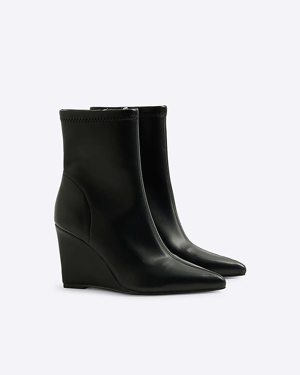 Black wedge heeled ankle boots | River Island (UK & IE)