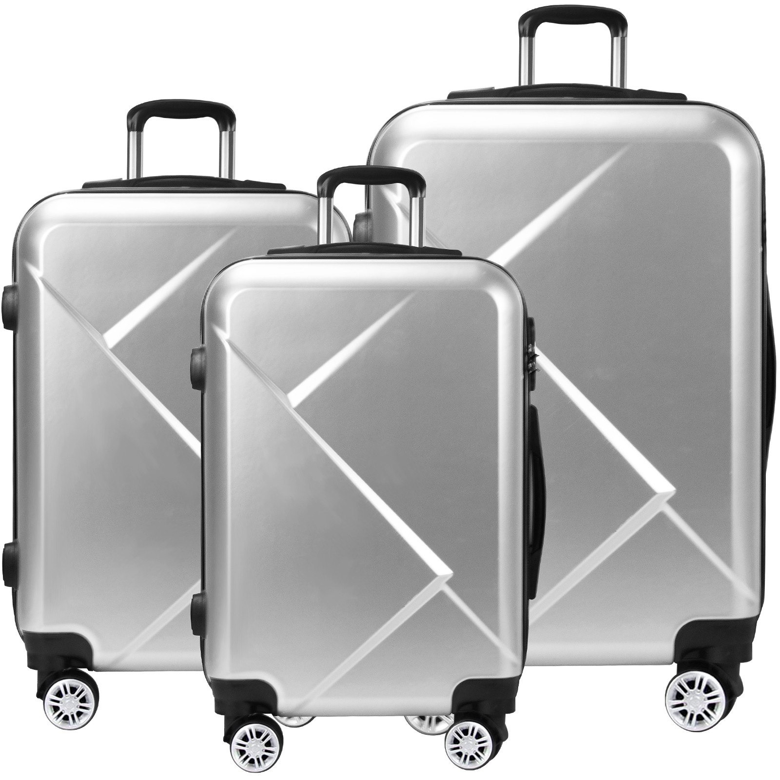 3 Piece Luggage Sets with Hardside Expandable Spinner Wheel (20/24/28), Silver - Walmart.com | Walmart (US)
