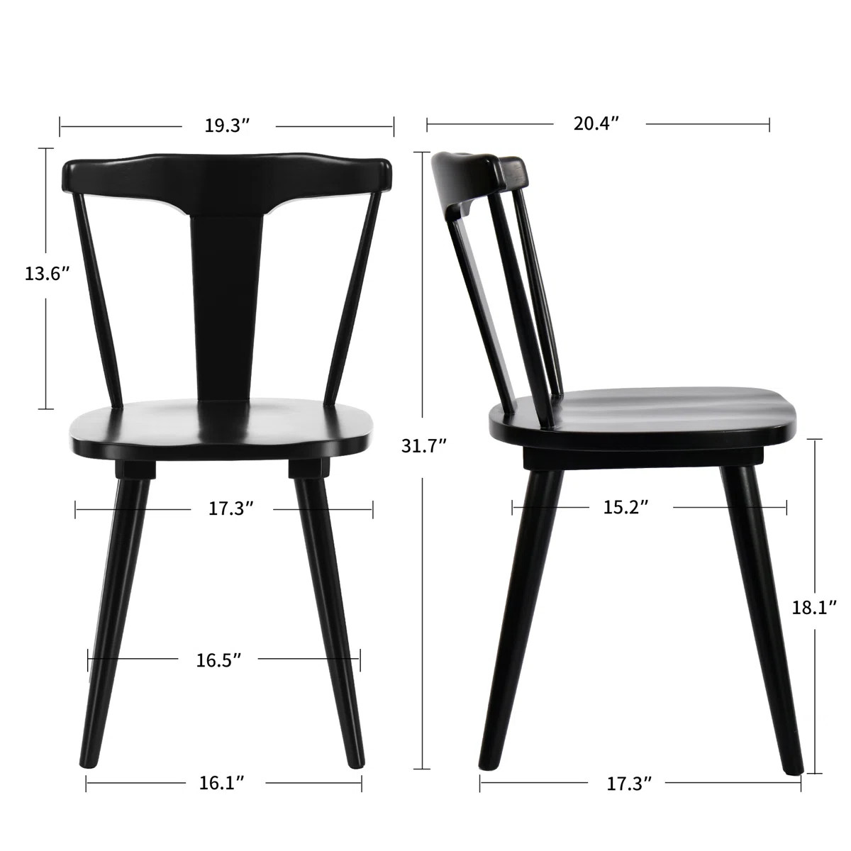 Brannagh 19.3" Wide Modern Scandinavian Solid Wood Dining Chair Y-Shaped Backrest (Set of 2) | Wayfair North America