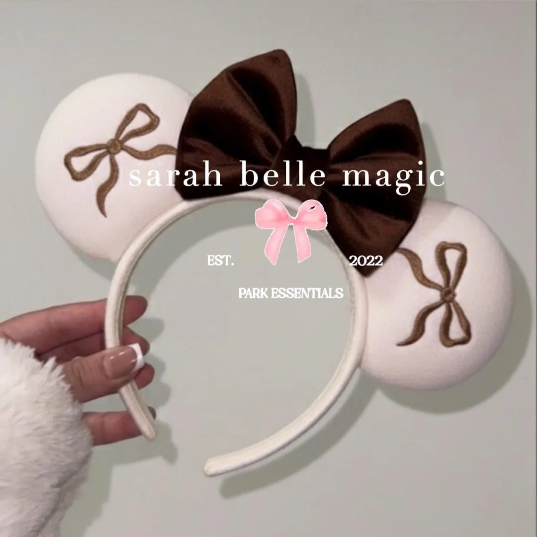 Coquette Inspired Soft Ivory Cream Mouse Ears Headband: Brown Velvet Bow, Chocolate Coffee Brown ... | Etsy (US)