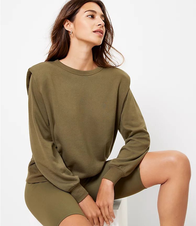 Padded Shoulder Sweatshirt | LOFT | LOFT