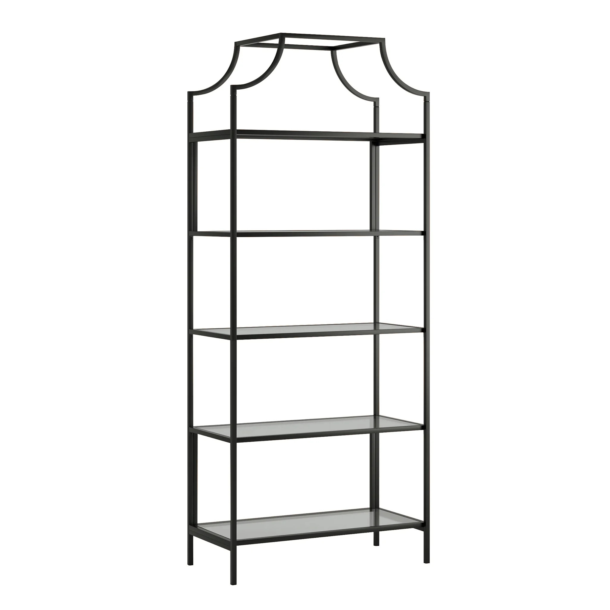 Better Homes & Gardens 71" Nola 5 Tier Etagere Bookcase, Black Finish | Walmart (US)