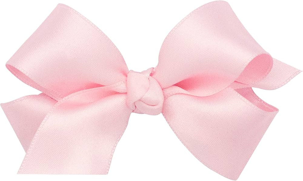 Wee Ones Girls' Classic French Satin Hair Bow on a WeeStay Clip with a Knot Wrap Center, Mini, Li... | Amazon (US)